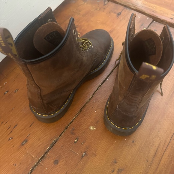 Dr. Martens Brown Boots with Yellow Laces - Picture 2 of 5
